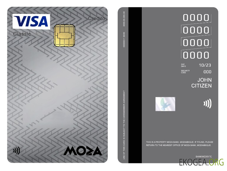 Carte de crédit verticale classique Visa Moza Bank du Mozambique